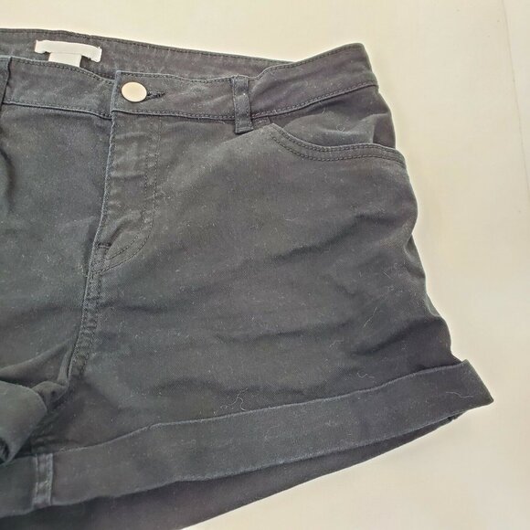 H&M Womens Black Jean Shorts Denim Cuffed Size US 12 - Picture 3 of 12
